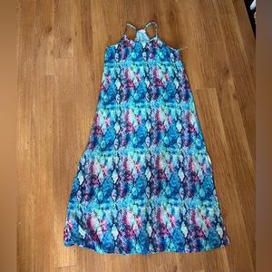 Blue and Pink Snakeskin Slip Dress